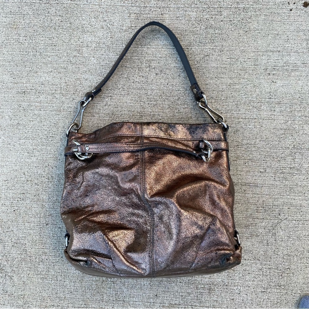 COACH Bronze Metallic Leather Shoulder Bag
